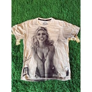 Into The AM Graphic T Shirt All Over Print Model Tongue Out Size L